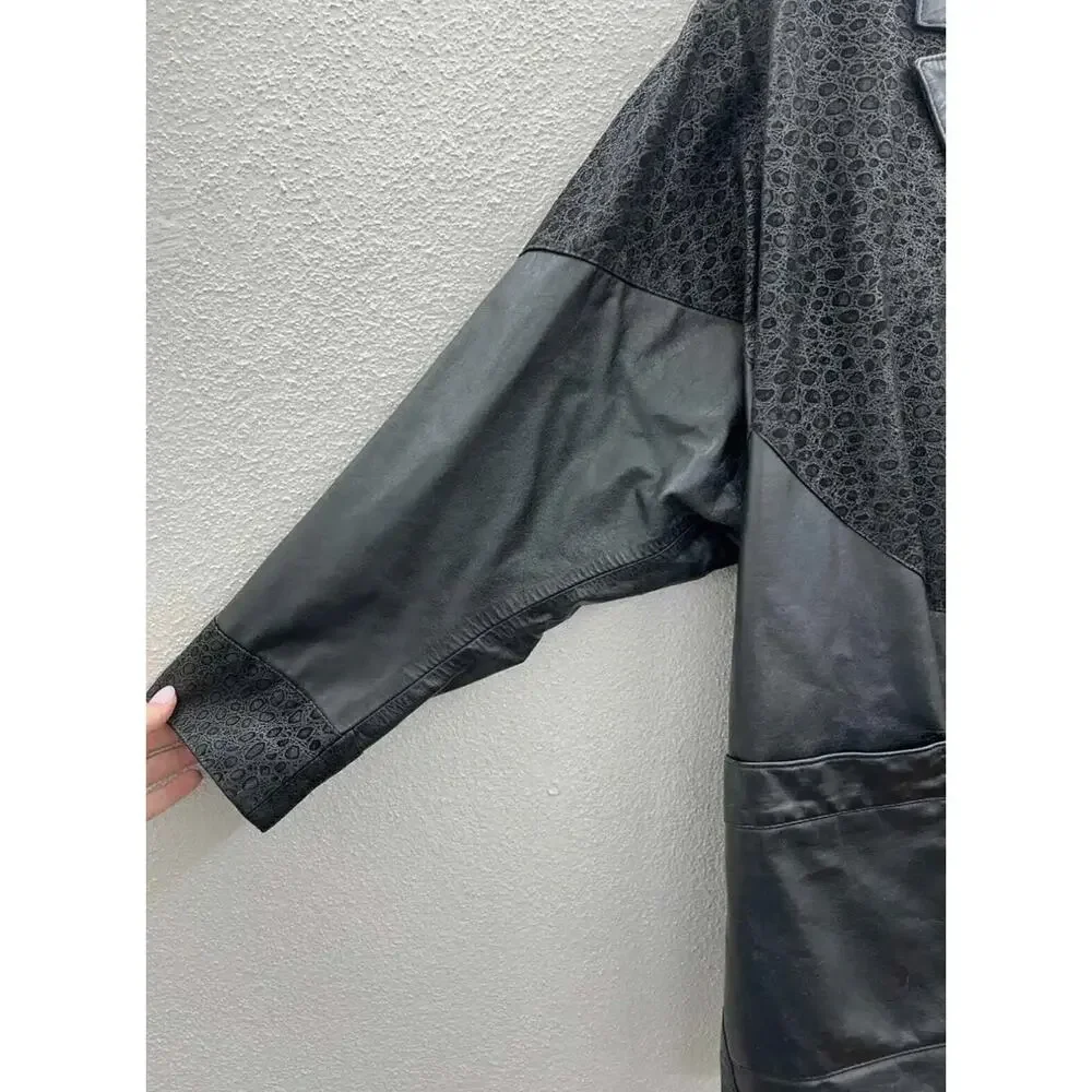 Vintage Womens Northside Fashions Jacket Size Unknown Genuine Leather Button Up